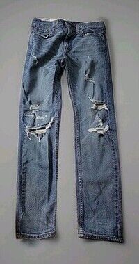 Levis 510 Skinny Men's Size 30Wx32L Medium Wash Blue Denim Jeans Distressed